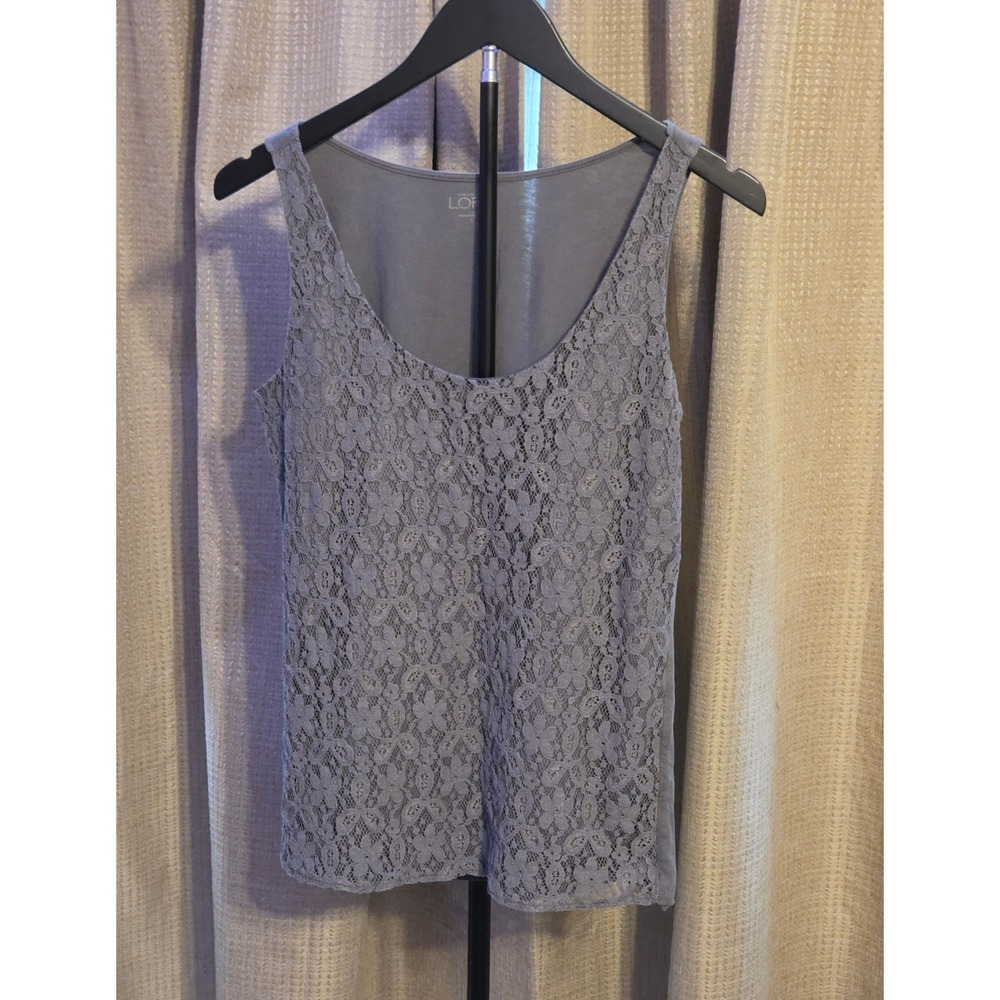 Ann Taylor Loft Lace Tank Top Women's Size Small Gray